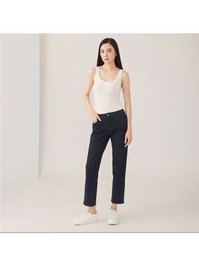 Pink Tartan Straight Leg Dark Denim Jeans Sz 10